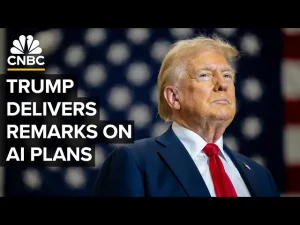 President Trump delivers remarks at an AI summit in Washington, D.C.